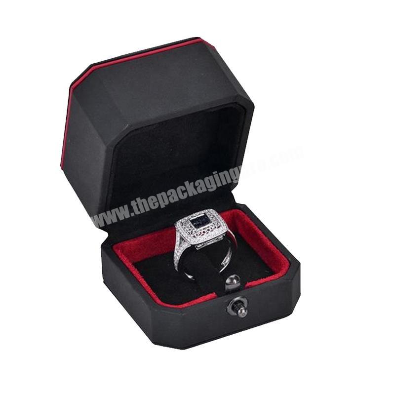 Custom Made Black Pu Leather Exclusive Jewelry Packaging Box Ring For Wedding Gift