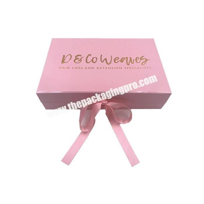 Custom magnet small rigid gift folding box packaging paper boxes with ribbon