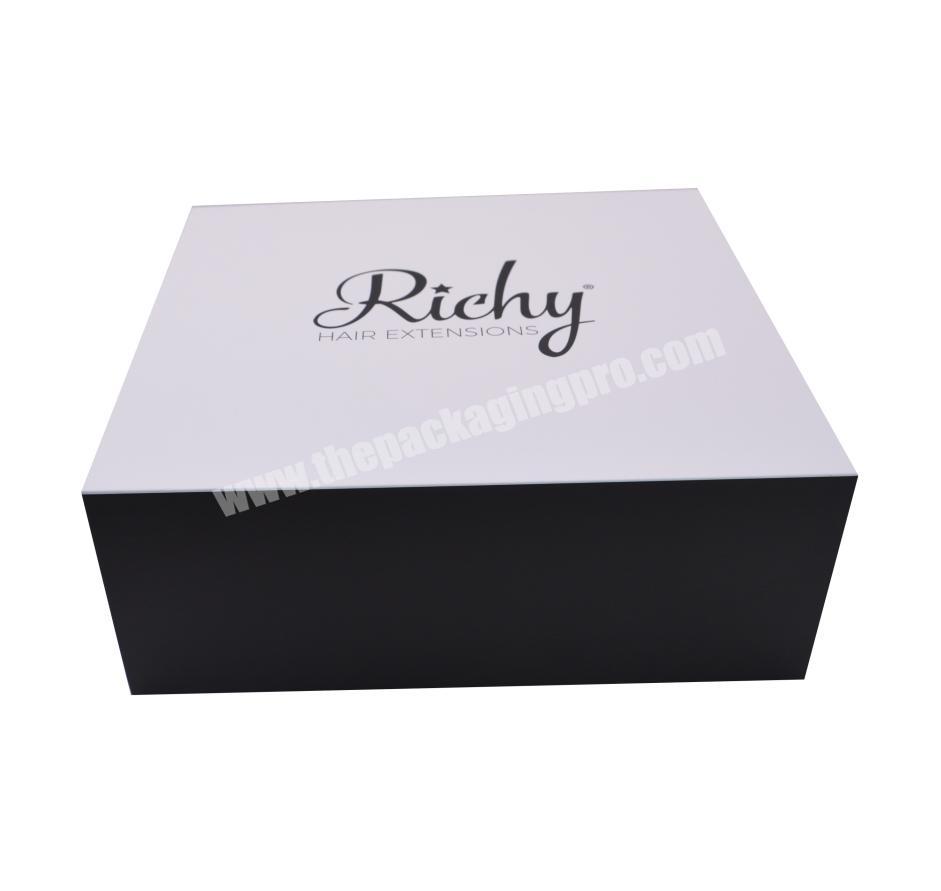 Logo printed plain cardboard wig packaging magnetic closure gift box for hair extension