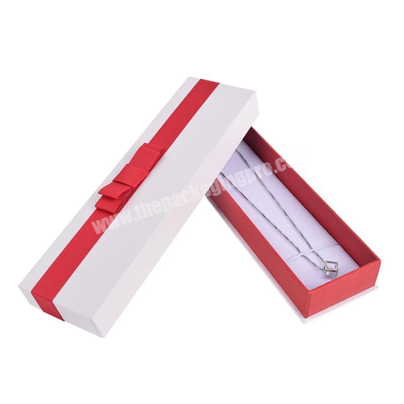 China Supplier Square White Paper Cardboard Jewelry Gift Box Long With Foam