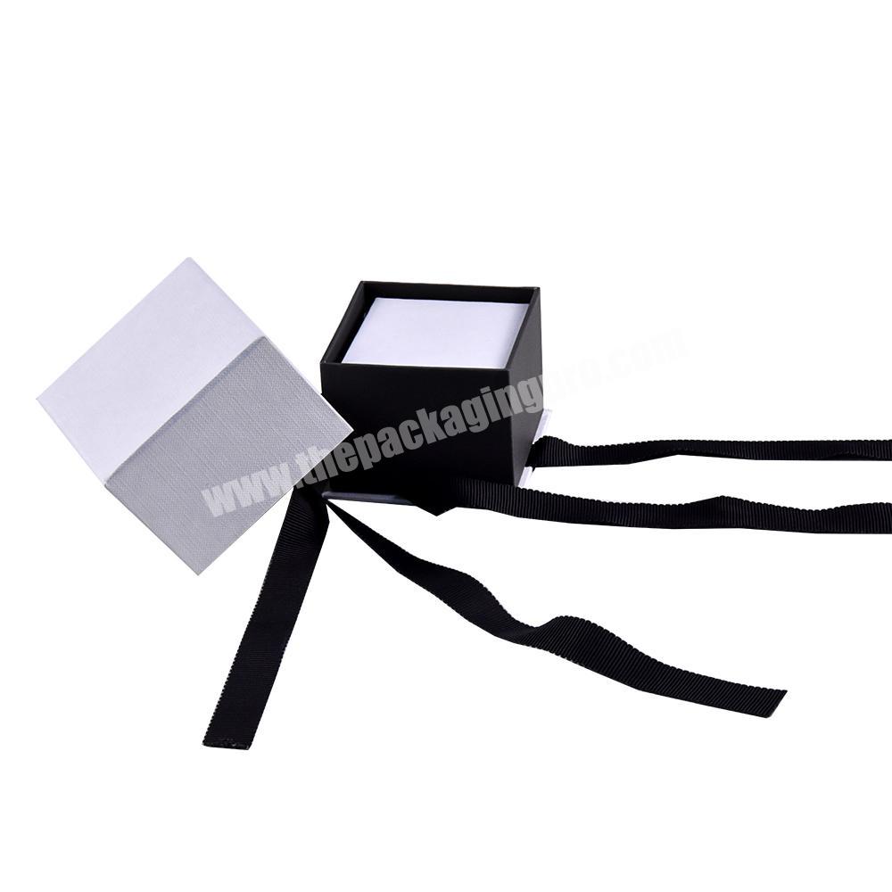 Wholesale Custom Logo Plastic Ring White Jewellery Gift Box With Ribbon