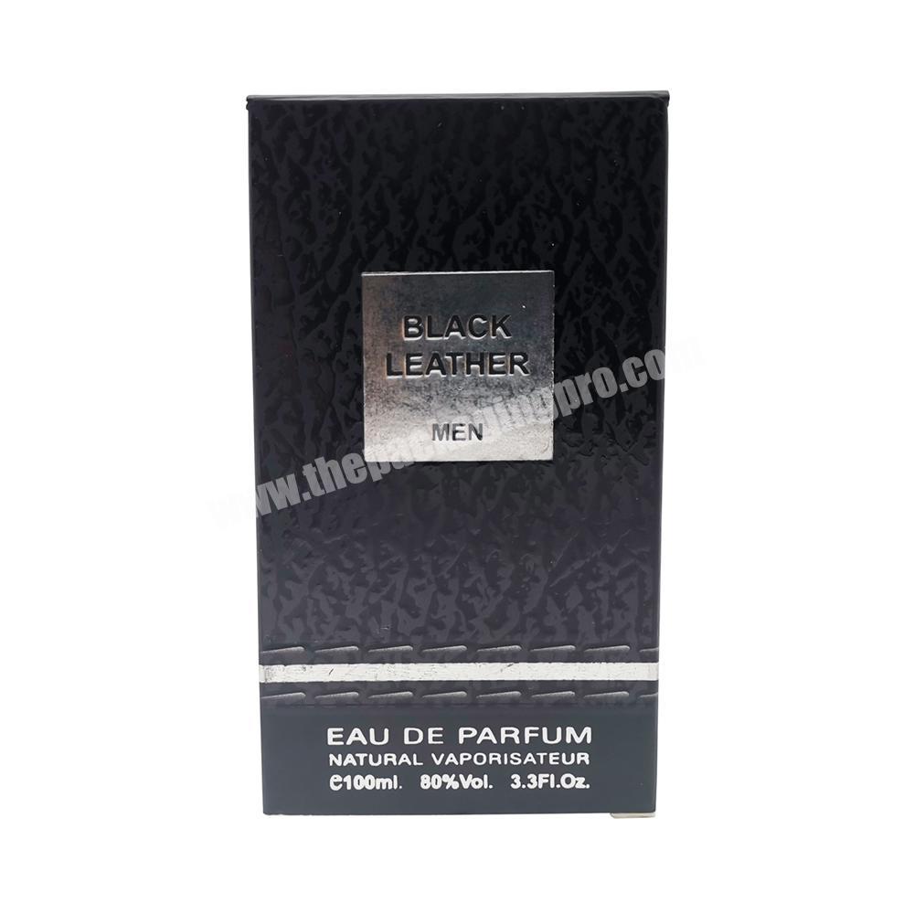 Black Rectangular Printed Folding Paper Gift Packaging Box With UV For Perfume
