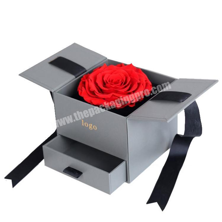 2020 high quality gray luxury packaging drawer rose jewelry box