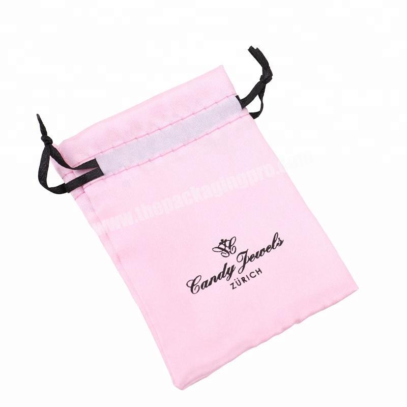 2019 large custom pink silk satin hair extension packaging pouch bags