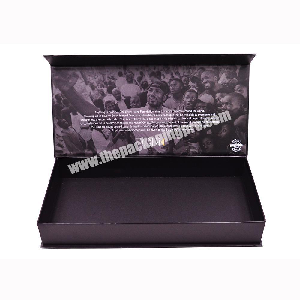 Luxury black magnetic rigid paper book shape gift box packaging boxes for clothing