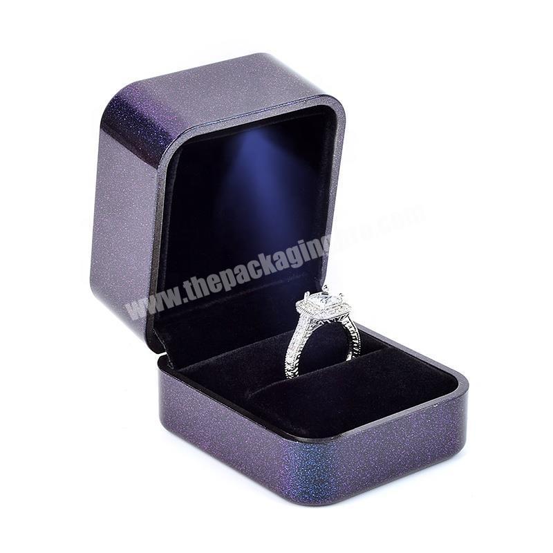 luxury wholesale plastic led light custom logo printed wedding jewelry box