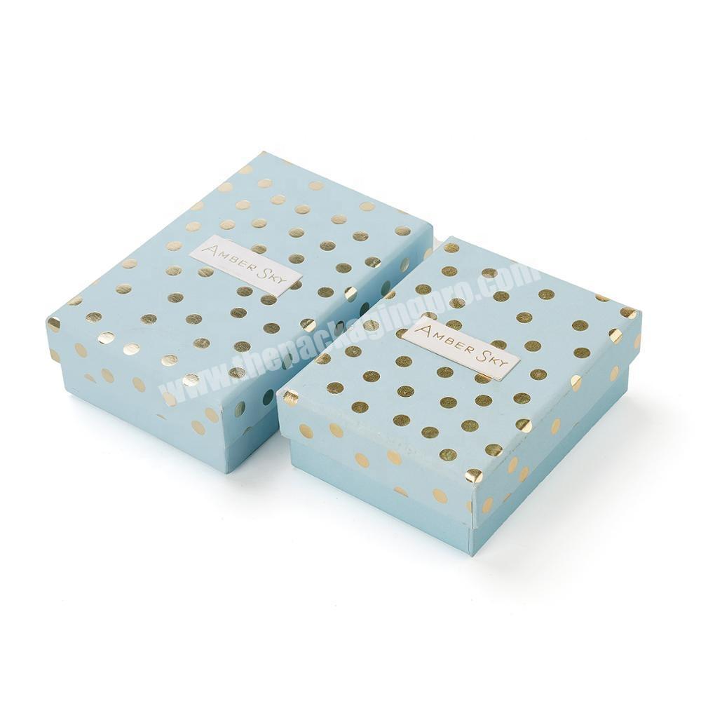 Wholesale necklace packaging box printed dot jewelry paper box with lid