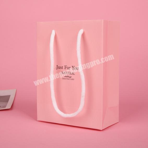 Pink gift  packaging promotion paper bag with handles