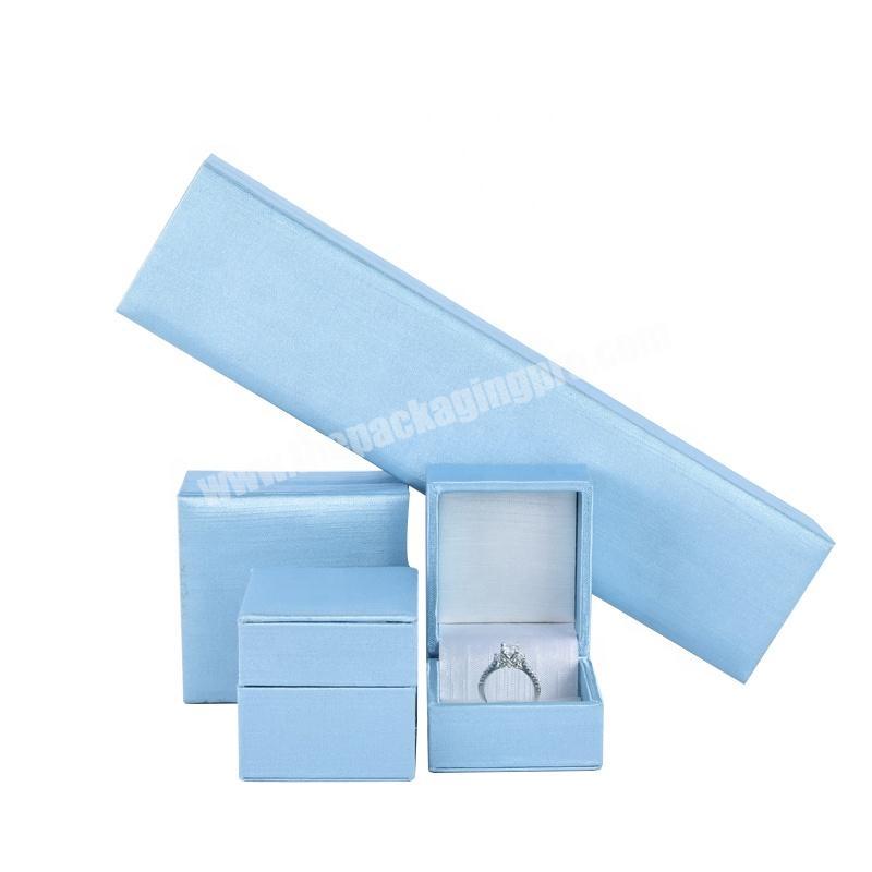 High quality blue fabric large custom logo printed jewelry necklace earring ring box jewelry_packaging_philippines