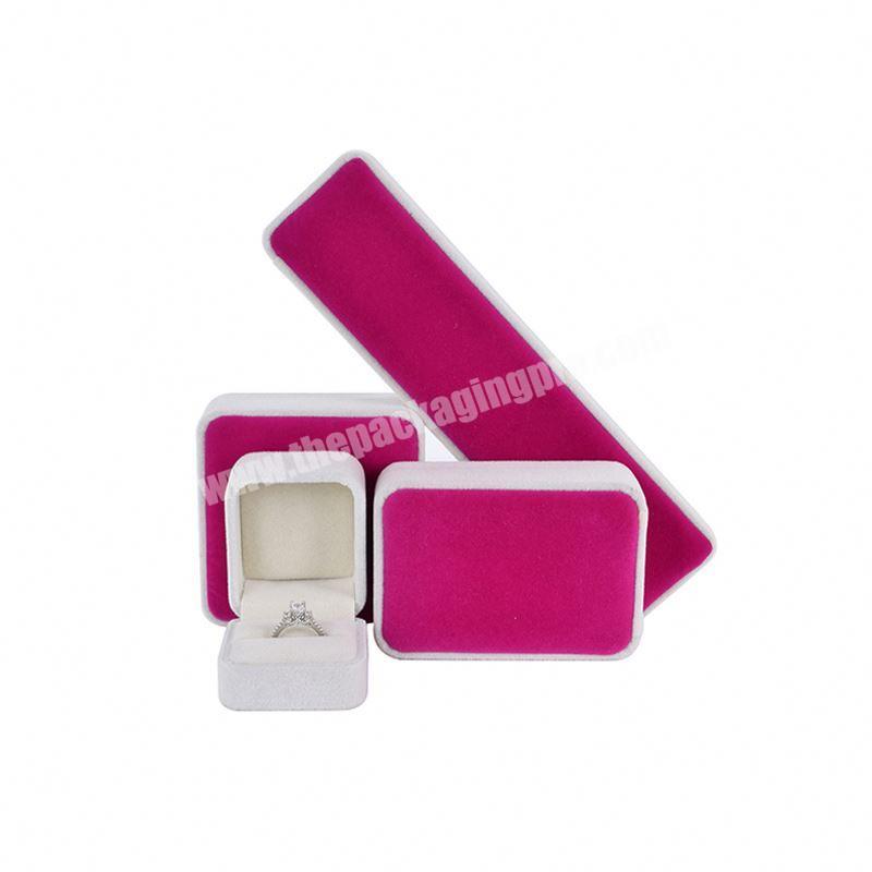 Wholesale Purple Necklace Ring Gift Plastic Velvet Jewelry packaging Box