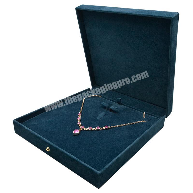 High-end button blue velvet luxury jewelry packaging box