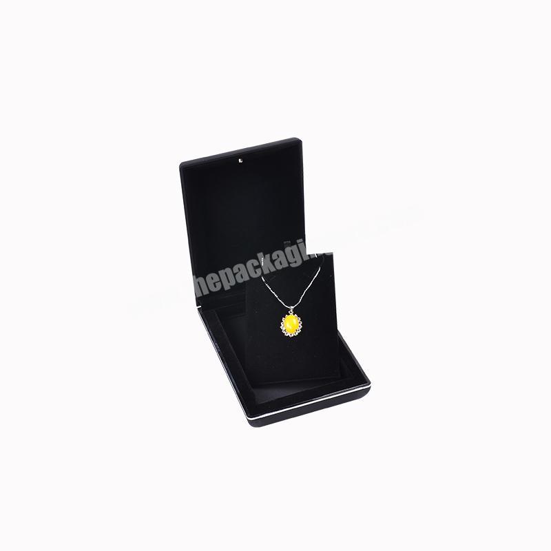 High quality plastic led light black velvet insert necklace pendant jewelry box with logo