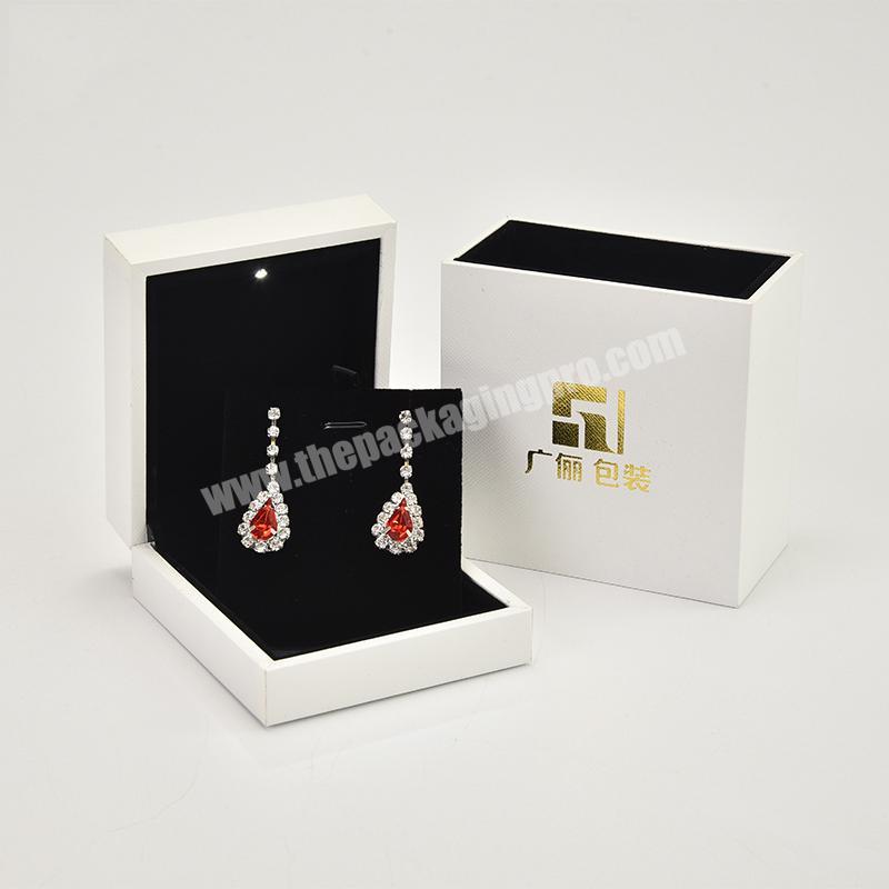 Wholesale Custom Logo Printed Luxury White Exquisite Earing Box Jewelry Packaging