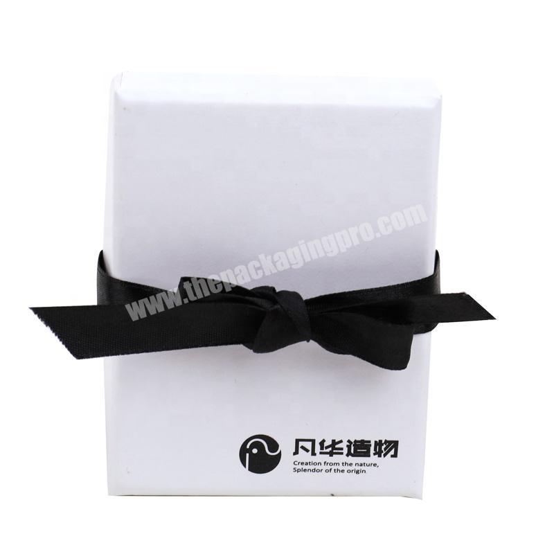 Luxury  Retail White Ring Box Jewelry Packaging Box With Satin Ribbon