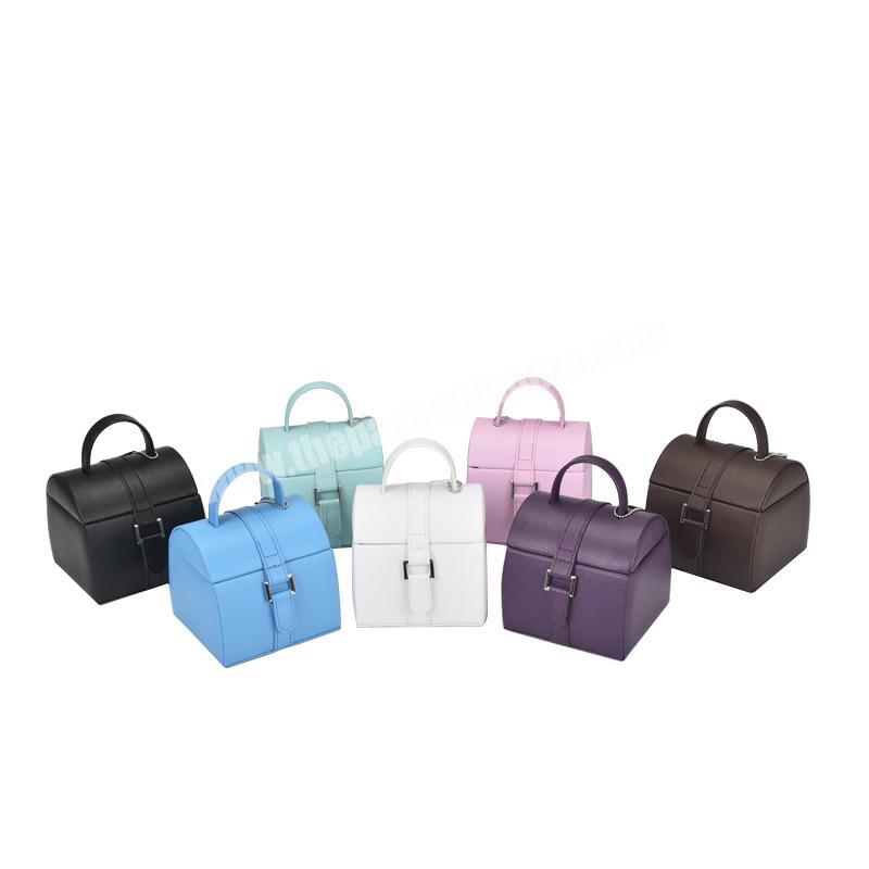 Small carrying travel personalised pu leather jewelry case with printing