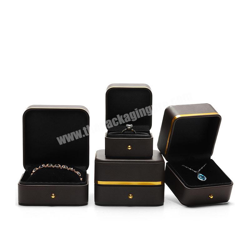 Black gold edge luxury custom logo pu leather jewelry box