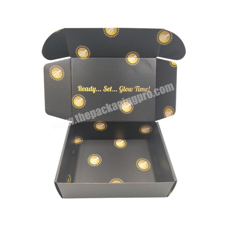 Custom cardboard box matte black packaging boxes with logo gold hot stamping foil