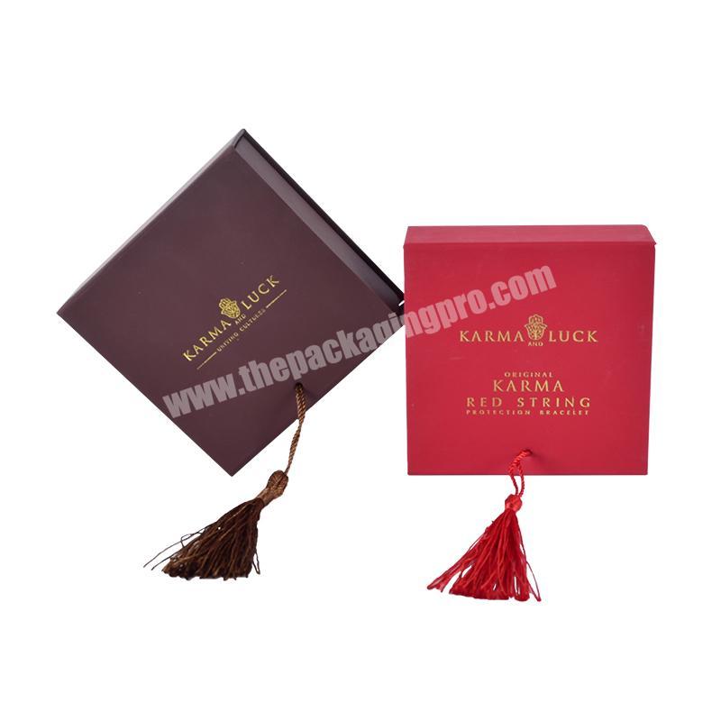 wholesale cheap price magnetic cardboard box jewelry paper box with tassel