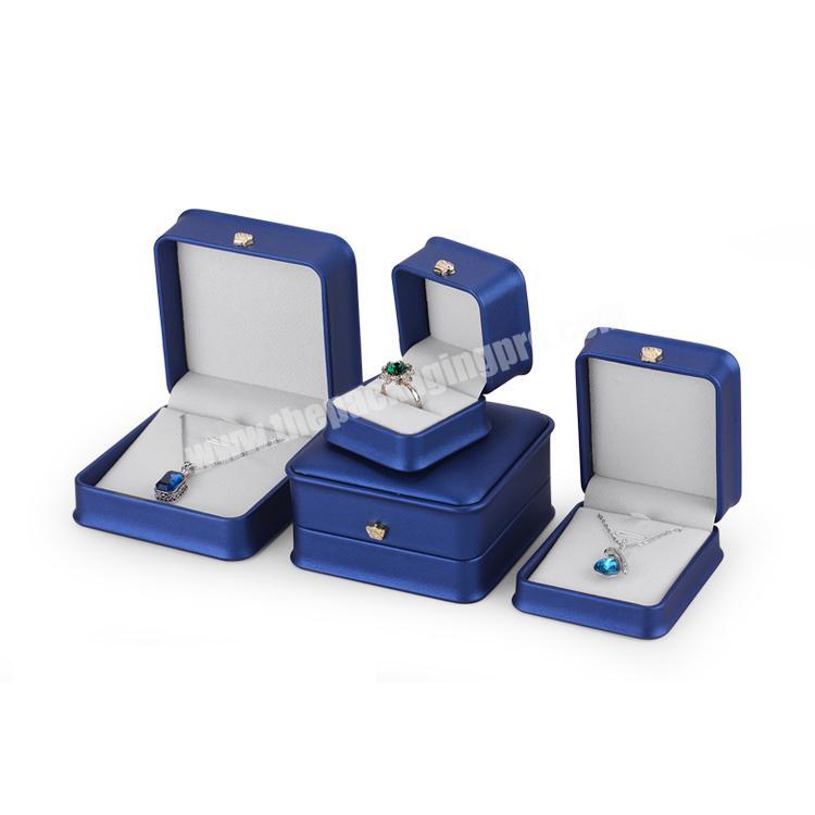 jewelry+packaging+necklace ring blue custom logo luxury leather jewelry packaging boxes