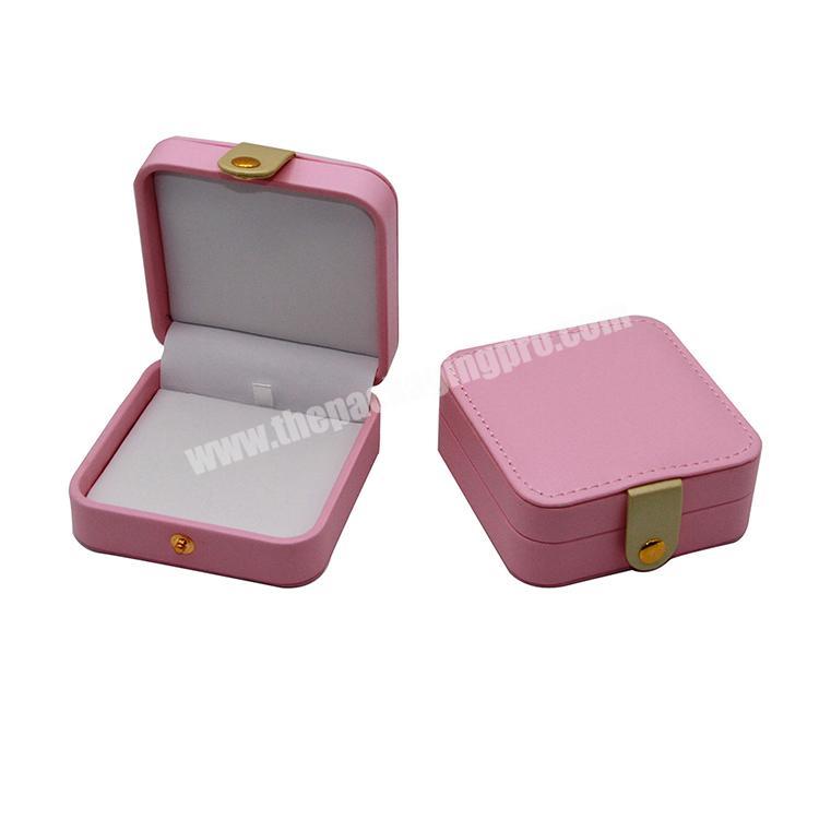 Lovely pu leather small necklace jewellery gift package boxes pink jewelry box lock