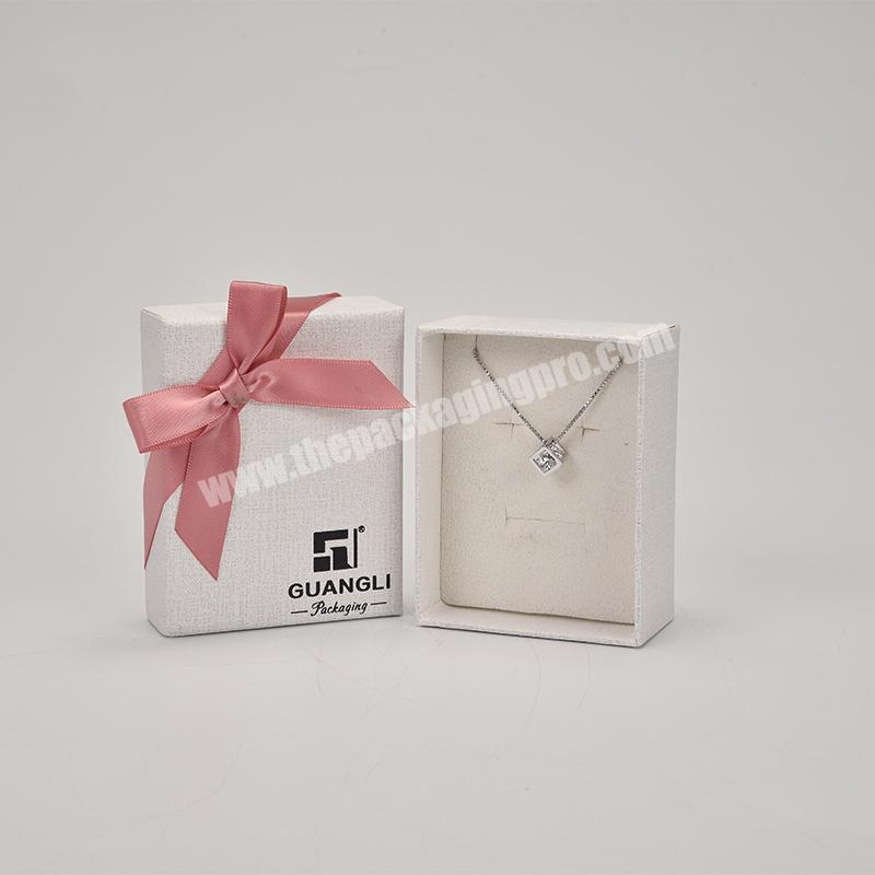 White Custom Logo Printed Girl  Necklace Ring Packing Paper Gift Boxes Jewelry