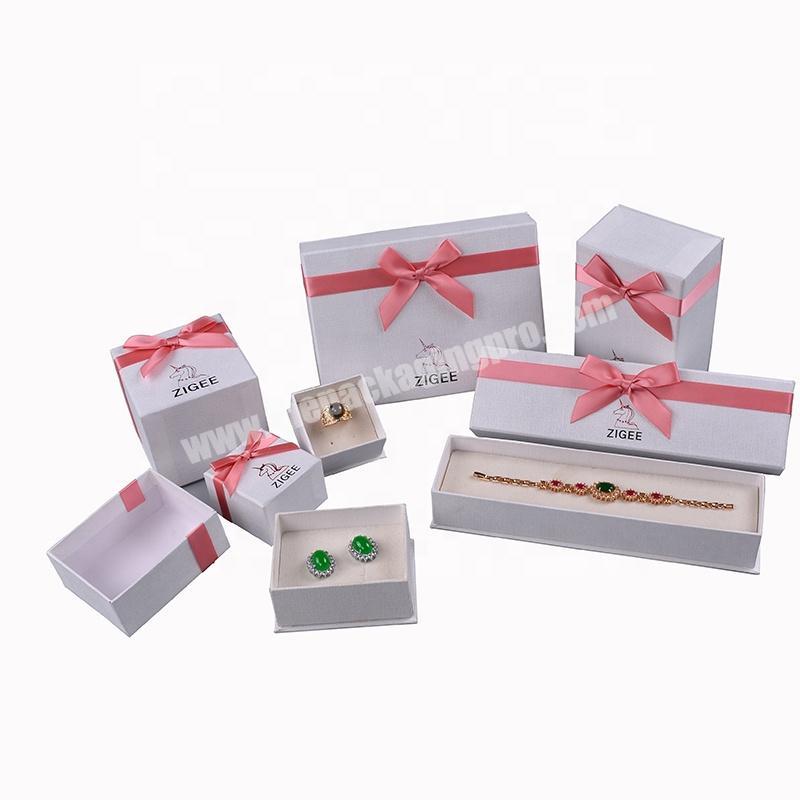 Wholesale cardboard jewellery packaging ribbon customized paper jewelry box