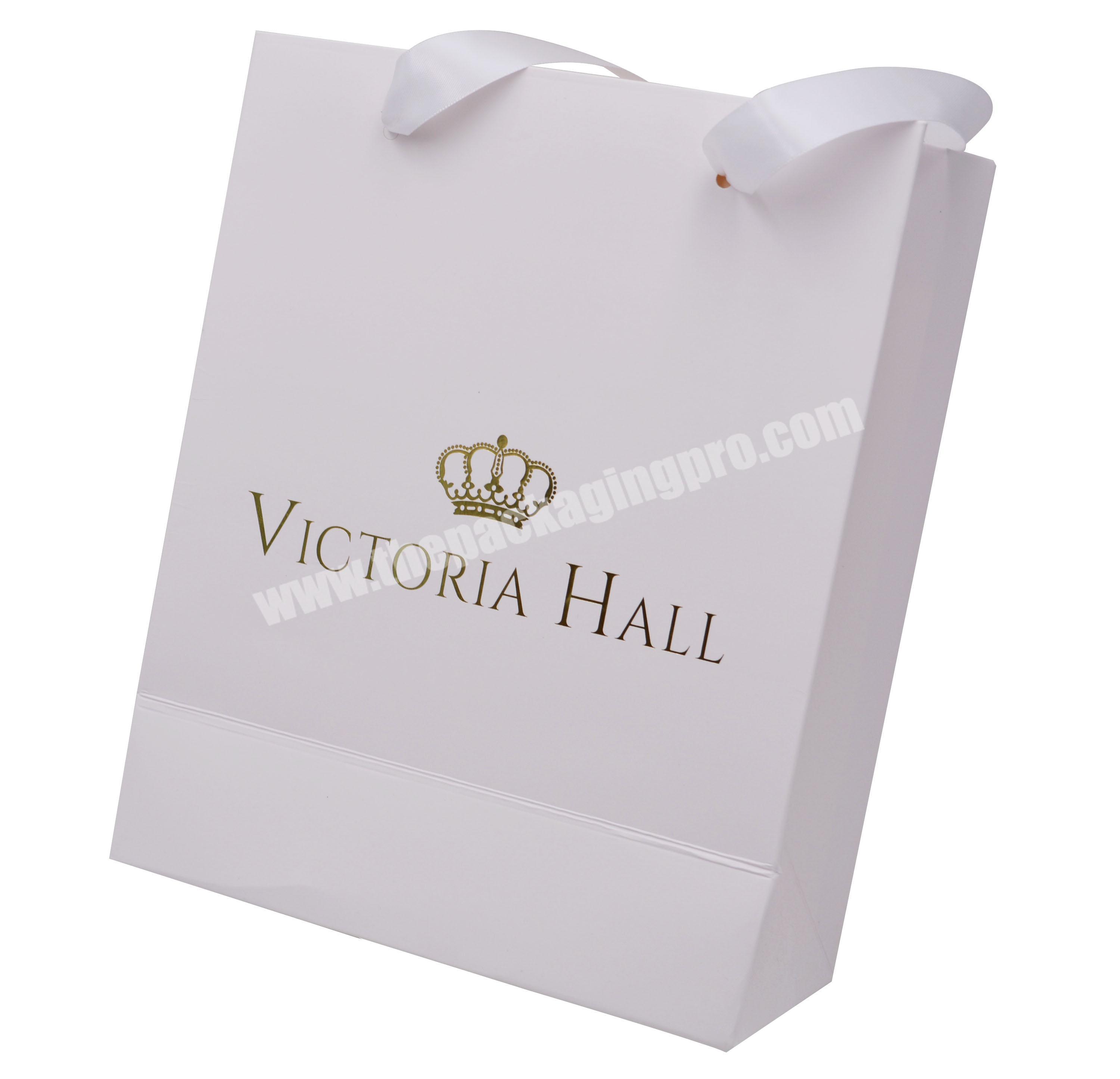 offset printing custom paper gift bag with ribbon handle for shipping