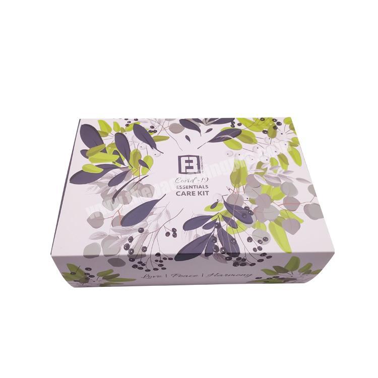 Custom printed logo skincare kit packaging boxes with sleeve