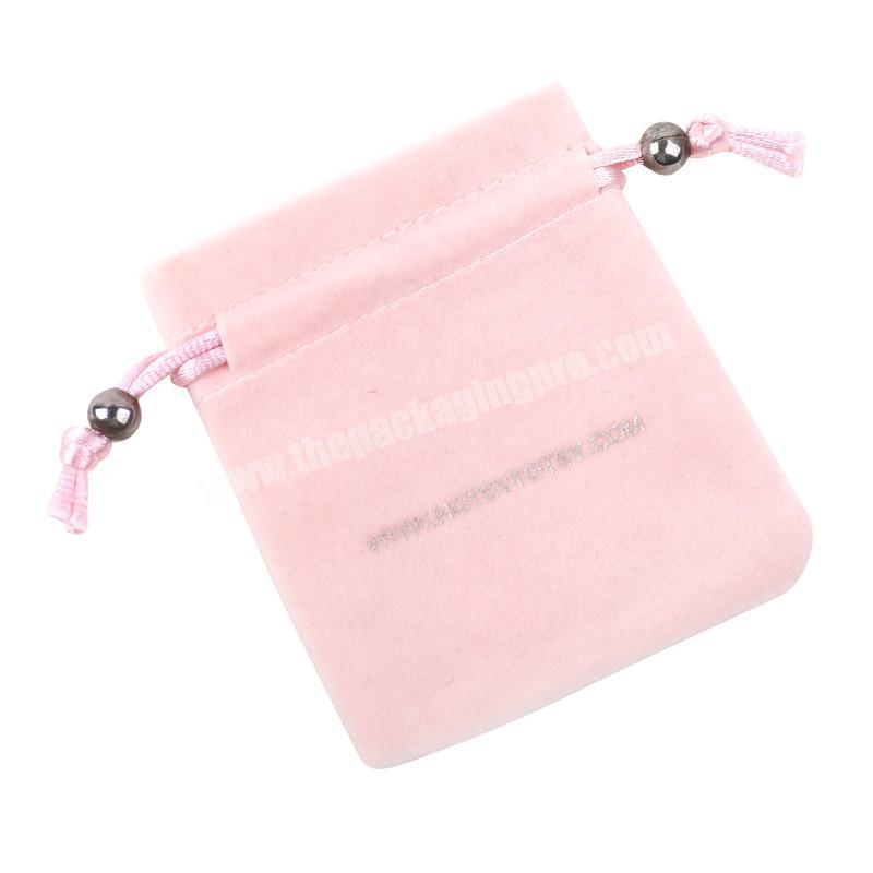 Yiwu factory price pink velvet drawstring jewelry bag pouches with customized logo