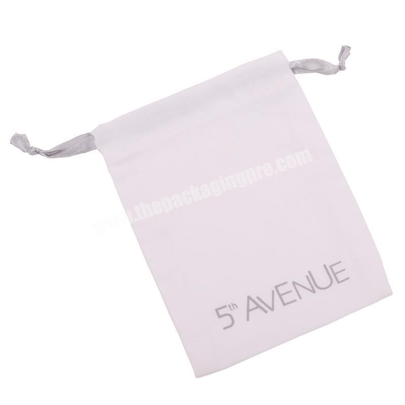 White Fashion Hot Stamped Logo String Velvet Jewelry Pouch Bags