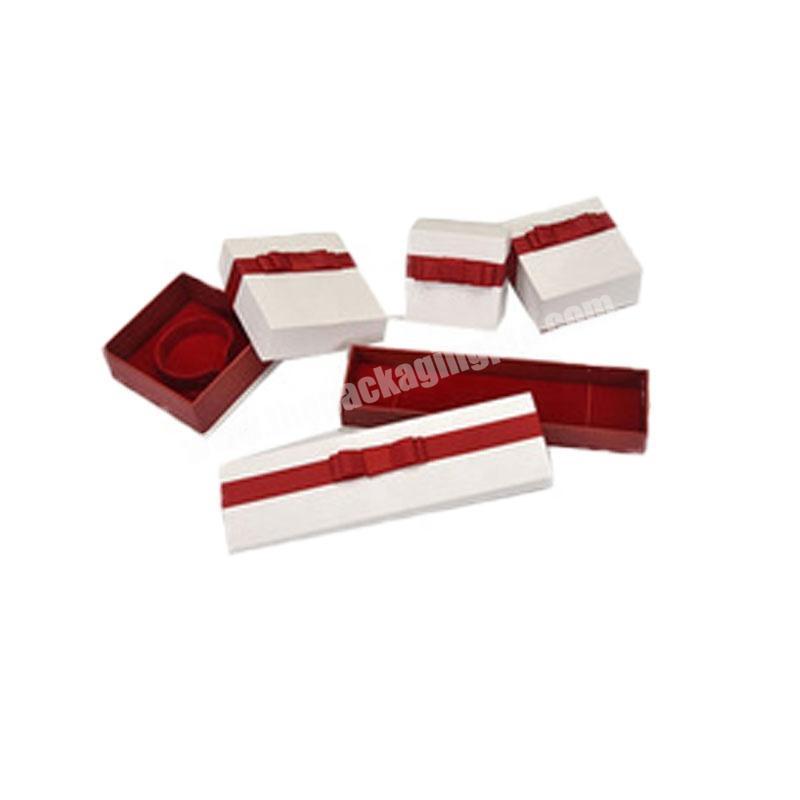 Custom Logo Design White Cardboard Paper Materials Packaging Bow Box Jewelry