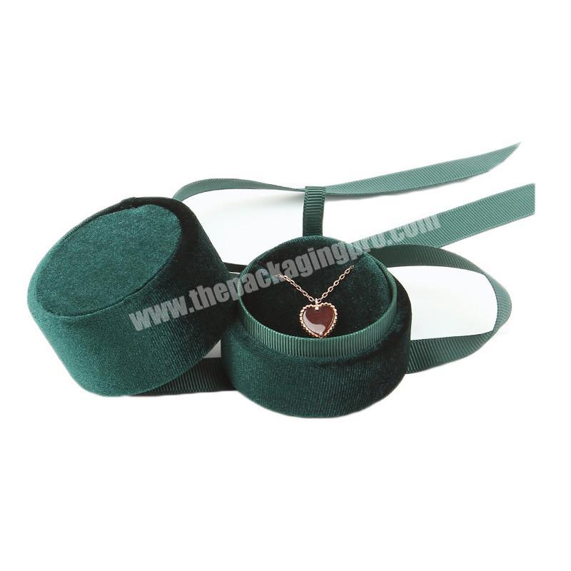 Luxury Wholesale Earrings Rings Green Round Velvet Jewellery Box