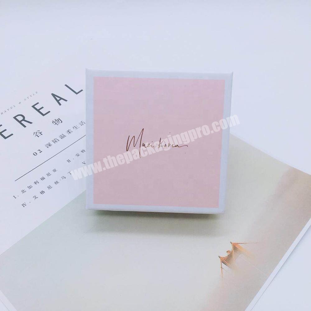 Simple gold hot stamping logo paper box with insert for jewelry packaging