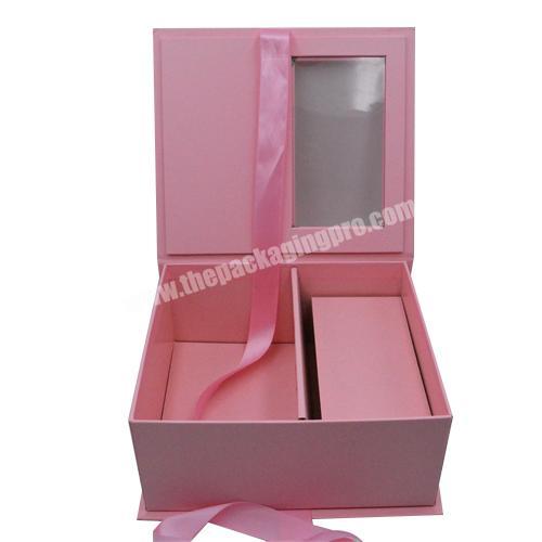Handmade Customized Logo PVC PET Window Display Magnetic Flower Packaging Cardboard With Paper Insert Tray Clamshell Gift Box