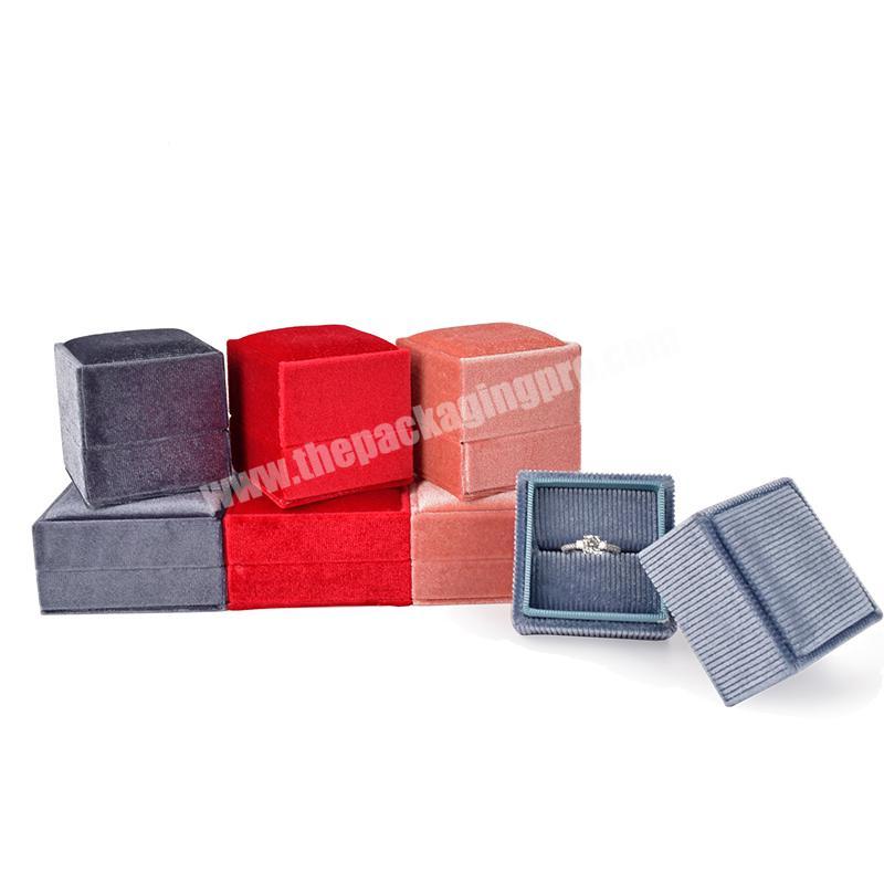 Custom Design Luxury Rectangle Ring Pink Gift Jewelry Packaging Box Velvet