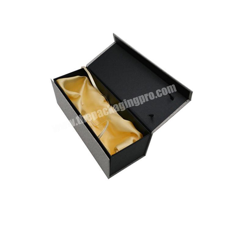 Custom luxury cardboard paper magnetic red wine bottle gift packaging box with handle