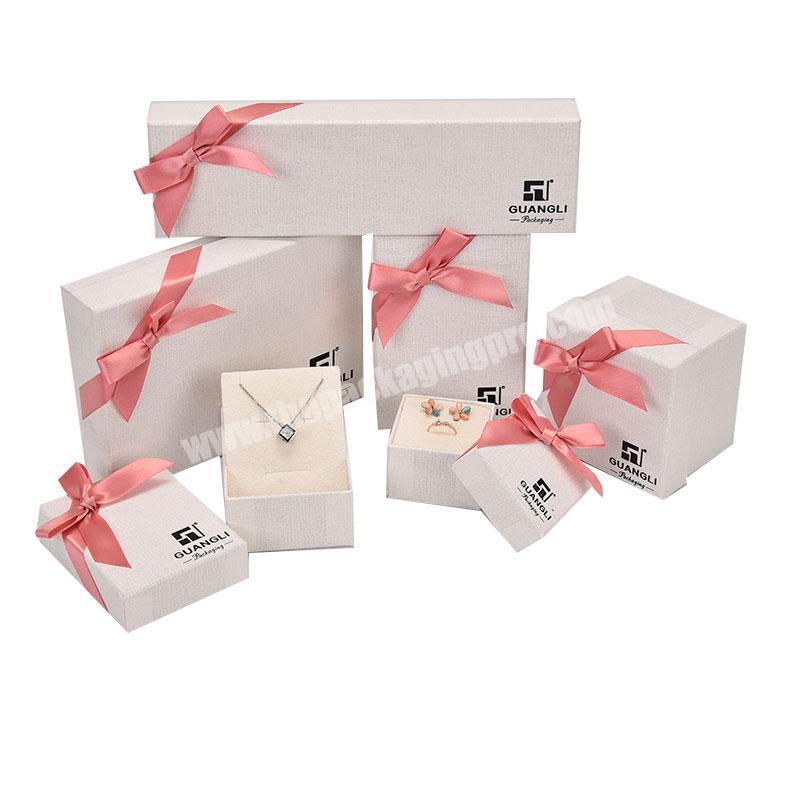 pink white cute paper travel jewelry box boxes case with custom logo ribbon
