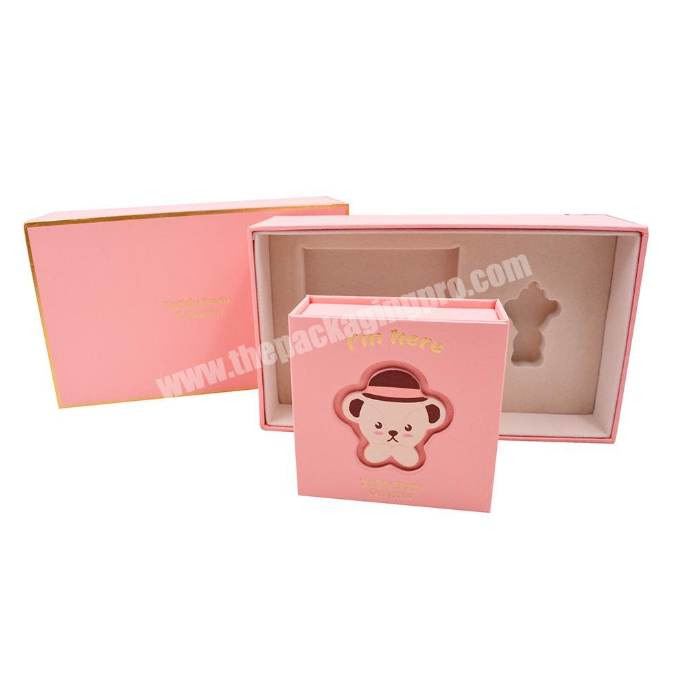 Custom Cosmetic Lip Glossy Lipstick Pink White Packaging Box Boxes Custom Logo 2 Piece Paper Gift Box For Makeup Clothing