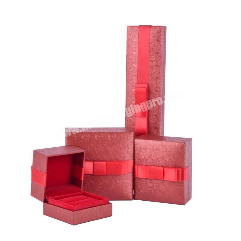 Custom logo printed unique jewelry boxes romantic ribbon ring packaging box