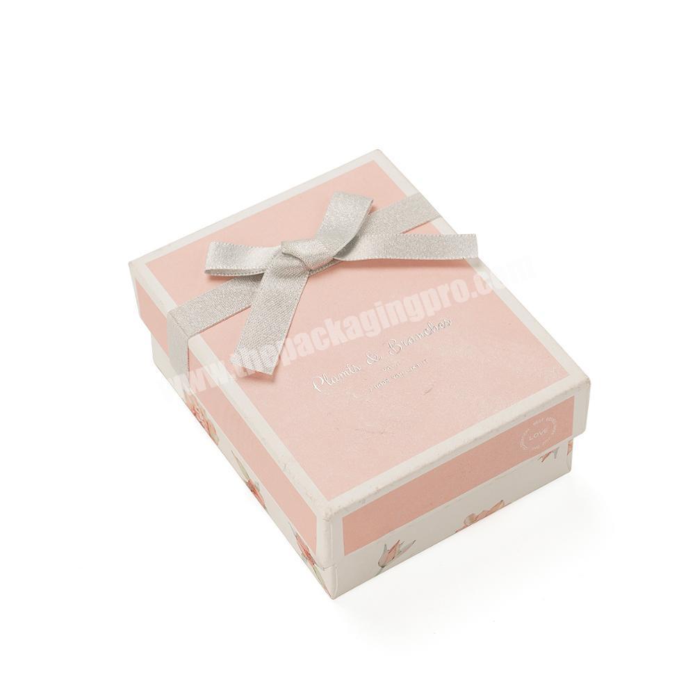 Small gift boxes Kraft paper fancy gift box for necklace earing silver foil pink jewelry 7.5x9.5x4CM paper box
