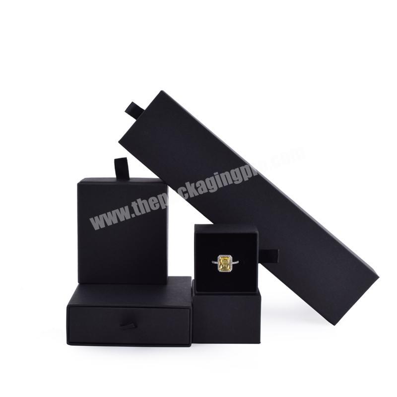 Cheap Custom Printing Logo Gift Kraft Packaging Jewelry Box Paper Black Color