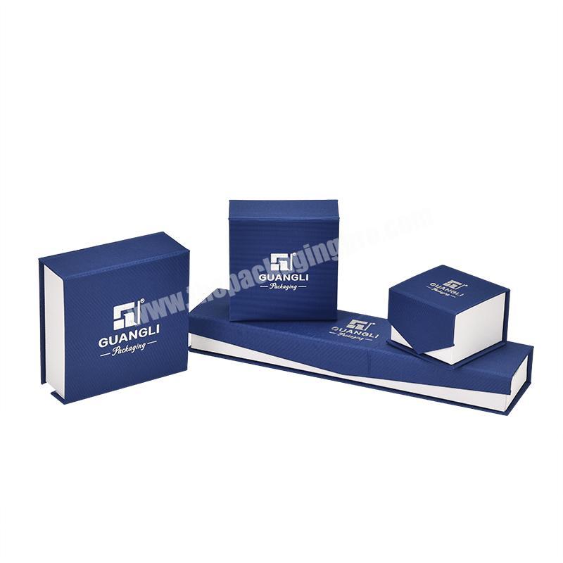 Wholesale fashion dark blue gift box magnetic cardboard jewelry package box