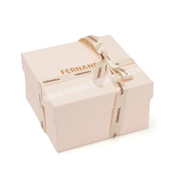 Delicate Ribbon decoration paper box with logo customized