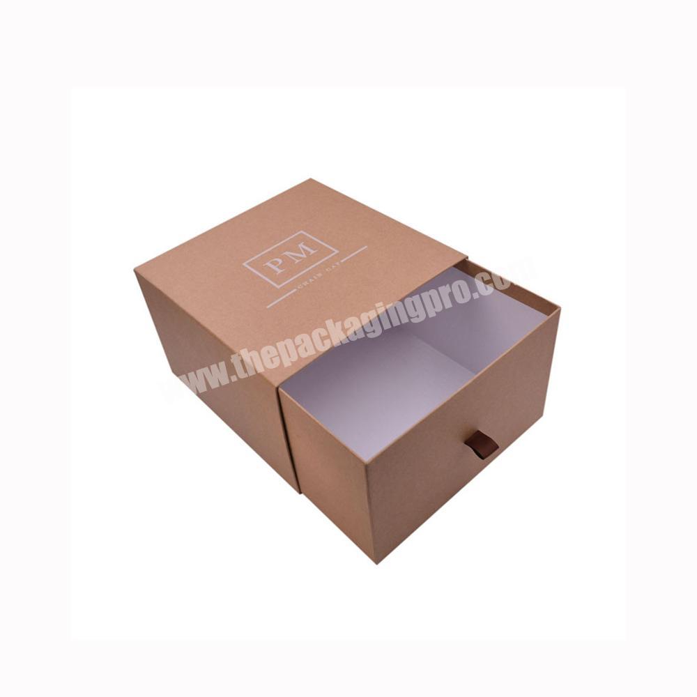 YIZHOU Hot Sale Eco Friendly Recycled Kraft Paper Packing Box Push To Open Drawer Slide Packaging Boxes For Baby Clothes Shoes