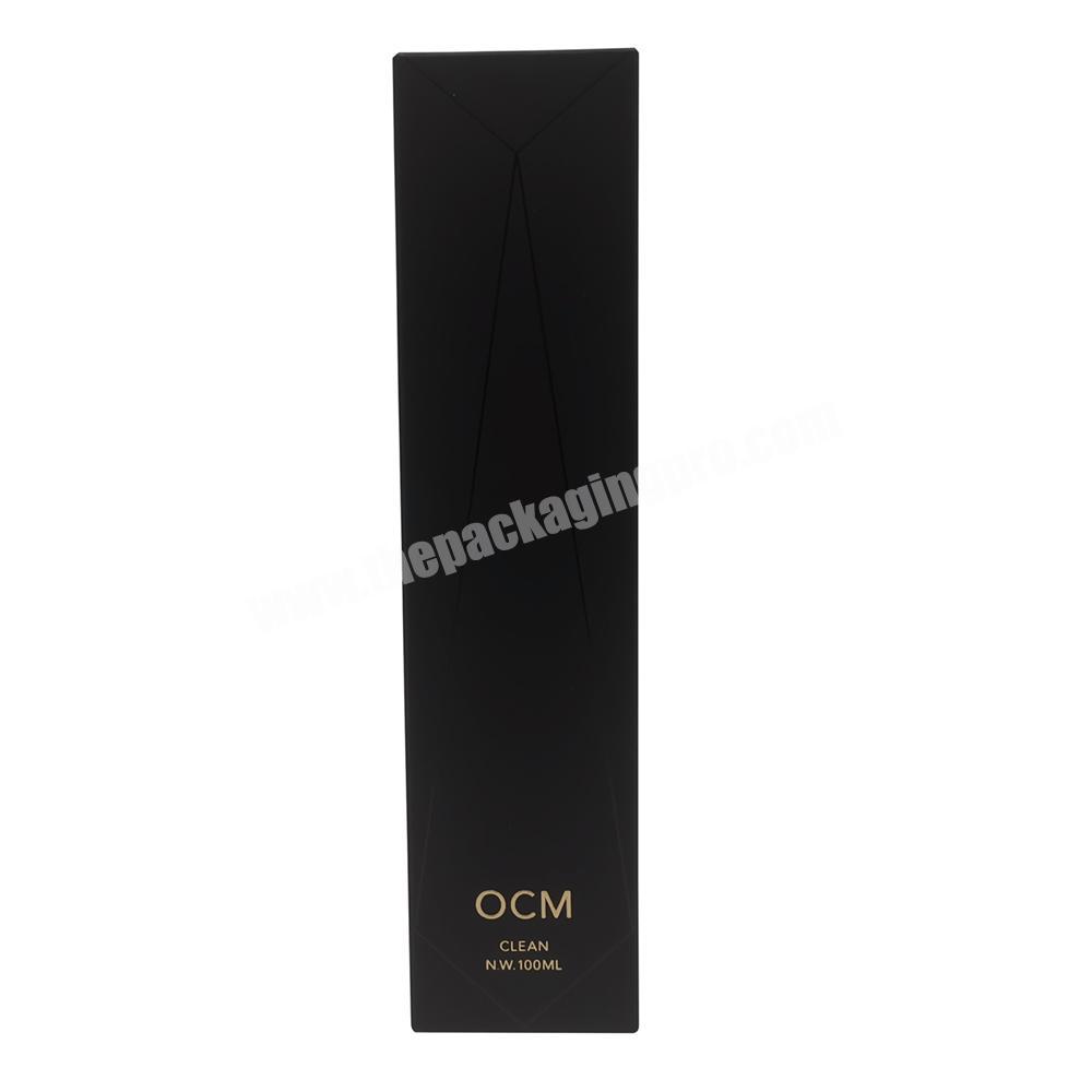 Hot Sale Black Printed Folding Paper Gift Packaging Box With Hot Stamping Logo For Skincare