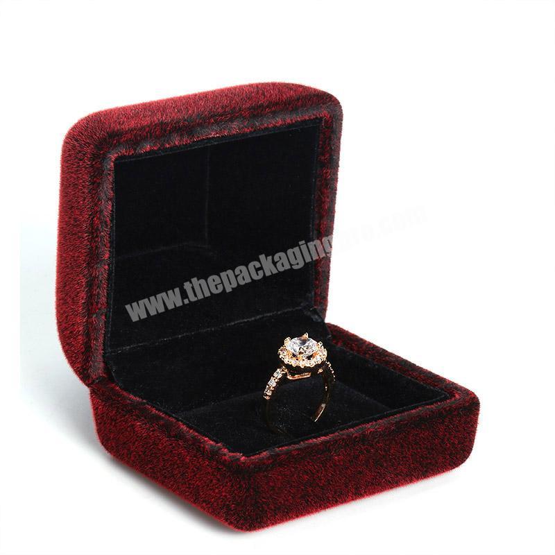 wholesale high-end velvet materials folding red engagement ring jewelry box