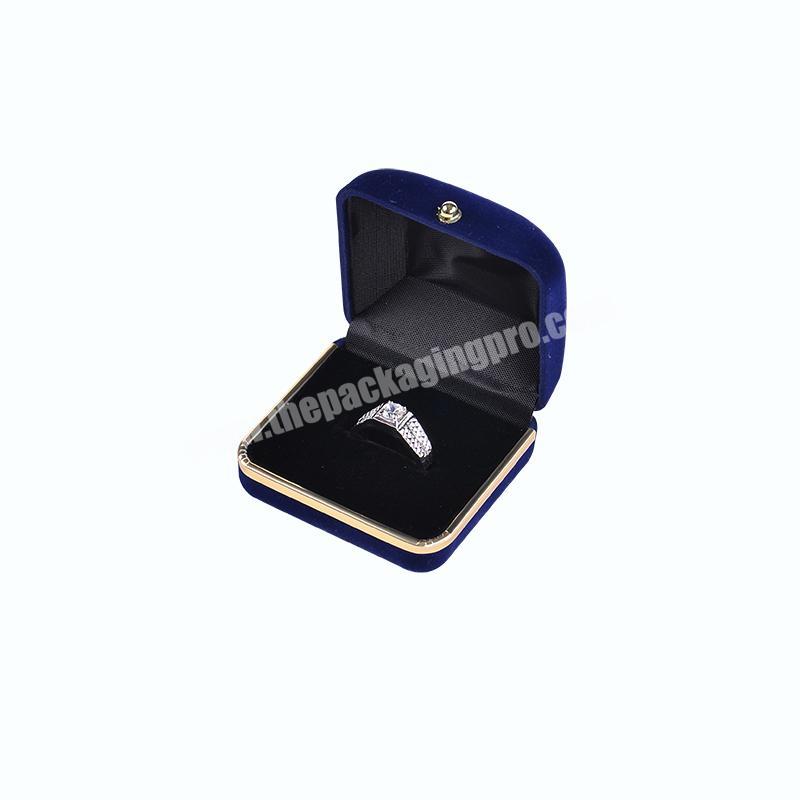 Wholesale Jewellery suede Boxes Ring Earring Packaging Custom Logo blue velvet Jewelry Box