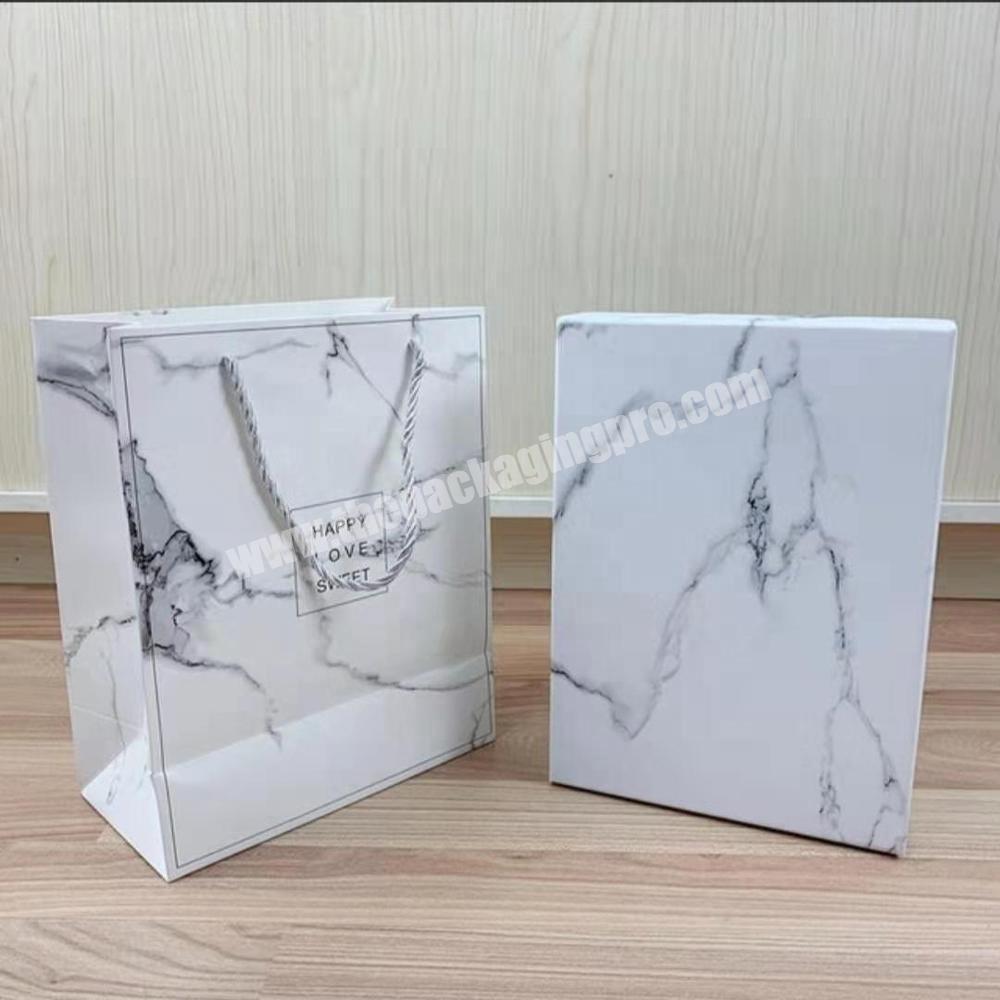 Wholesale Custom unique marble paper bag  shopping paper bag with handles