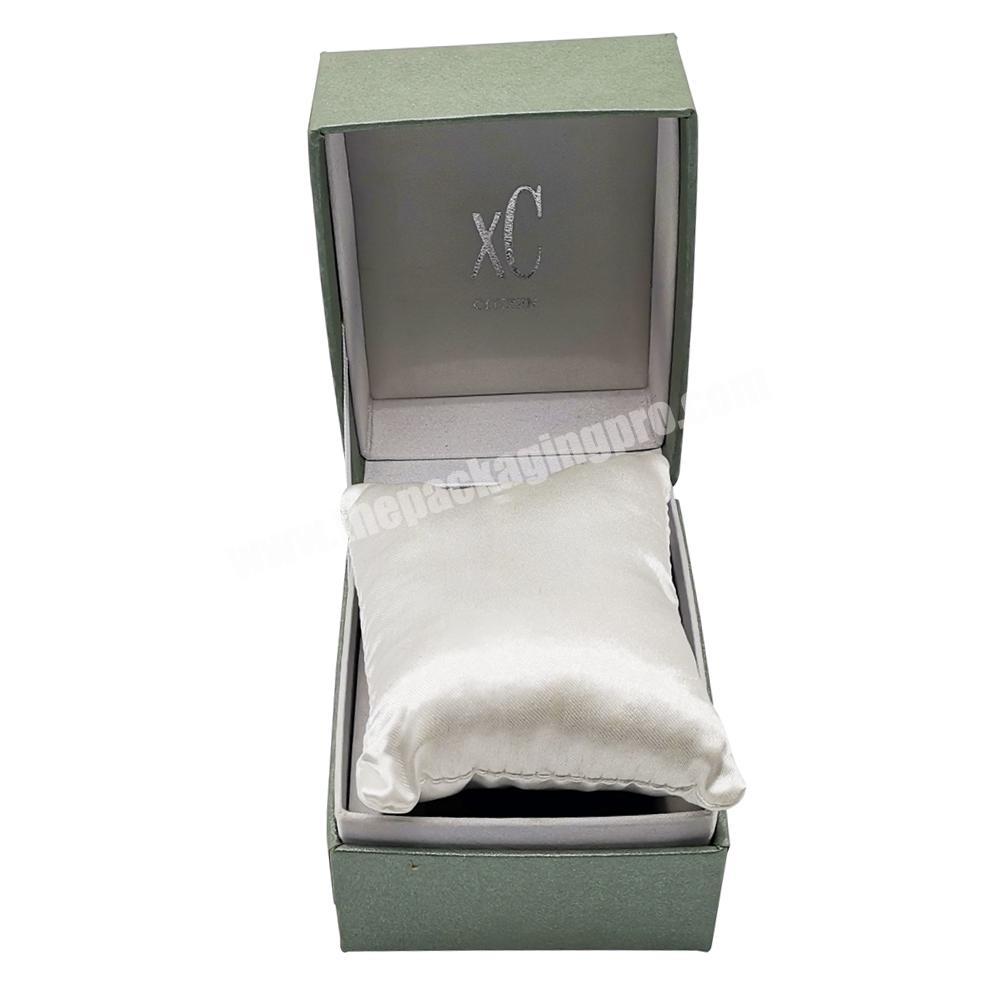 Small Rectangular Cardboard Paper Gift Packaging Box With Pillow And Silver Hot Stamping For Jewelry