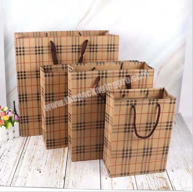Wholesale Custom Logo Printed Gift Packaging Craft Brown Kraft Paper Shopping Bag with Handle